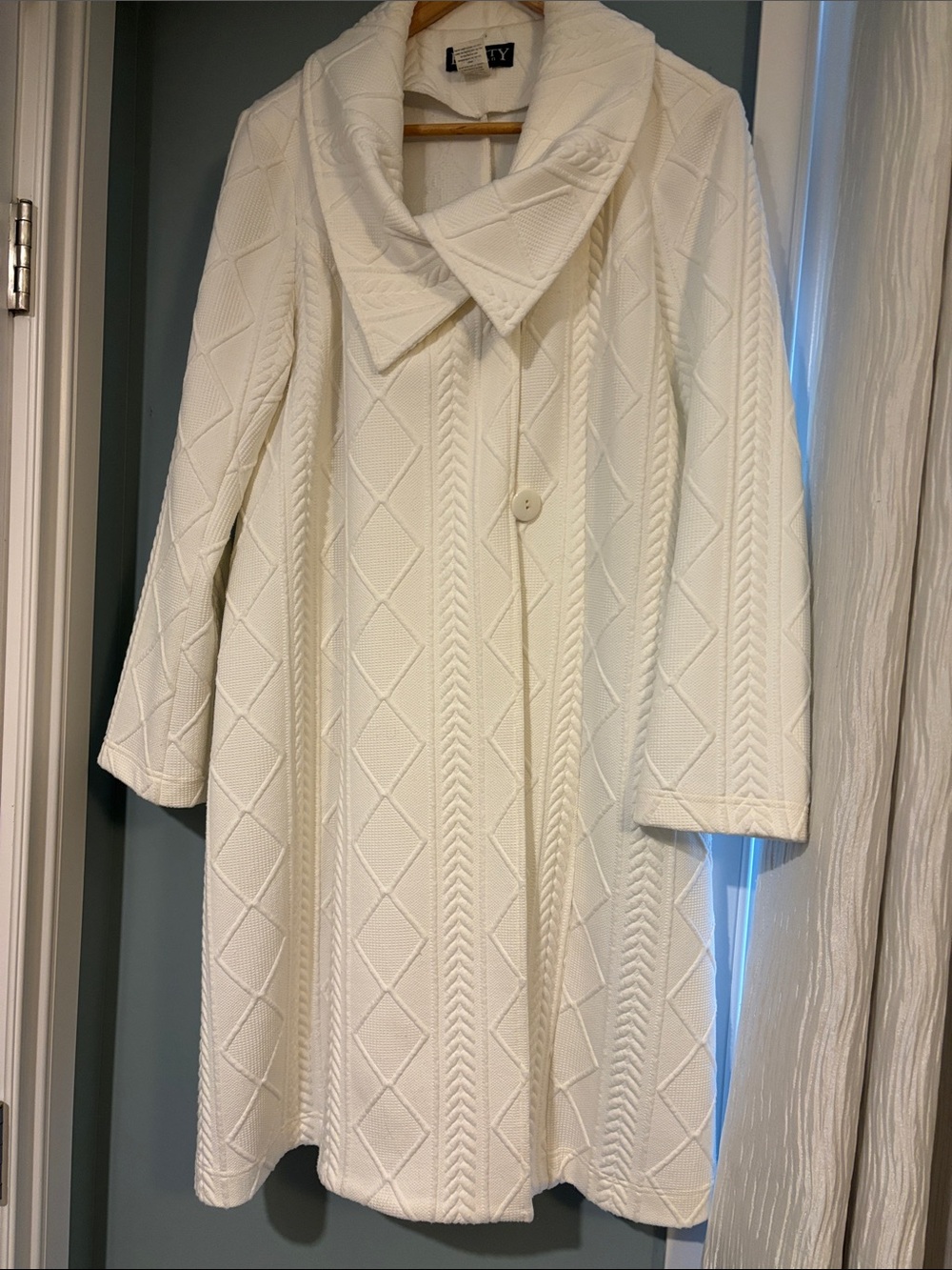 Ivory Textured A-Line Coat